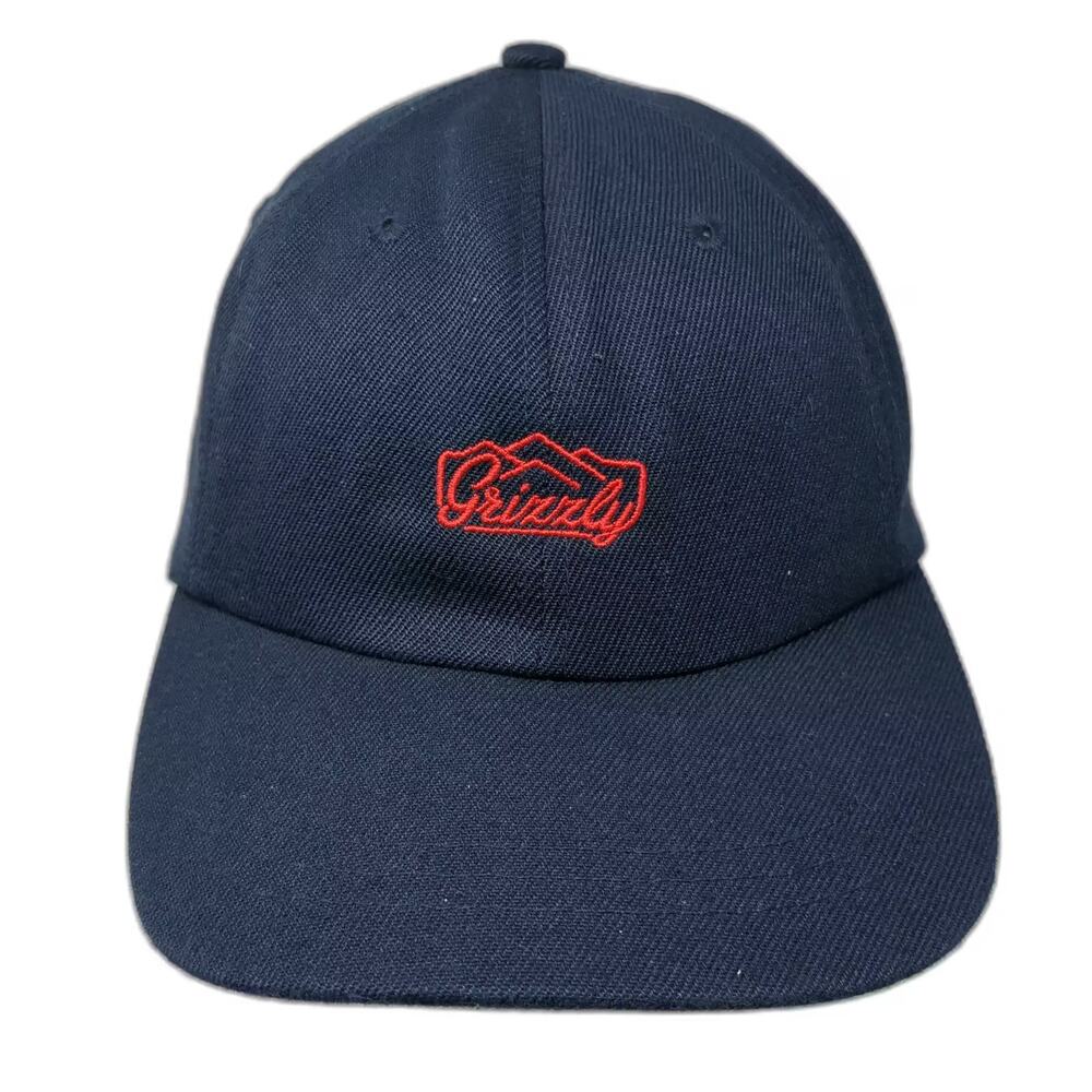 Grizzly Baseball Cap Blue OS Adjustable Embroidered Mountain Logo Hat Slideback